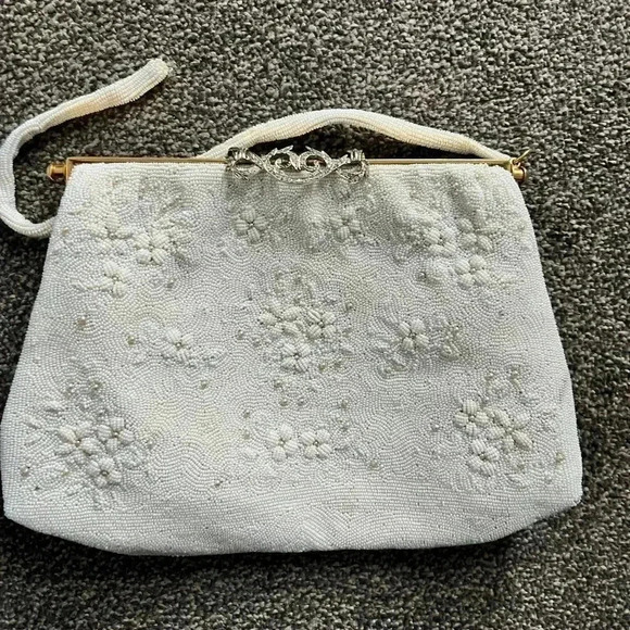 Denise Francelle Paris ivory hand-beaded clutch bag or use with beaded handle. - Picture 1 of 9